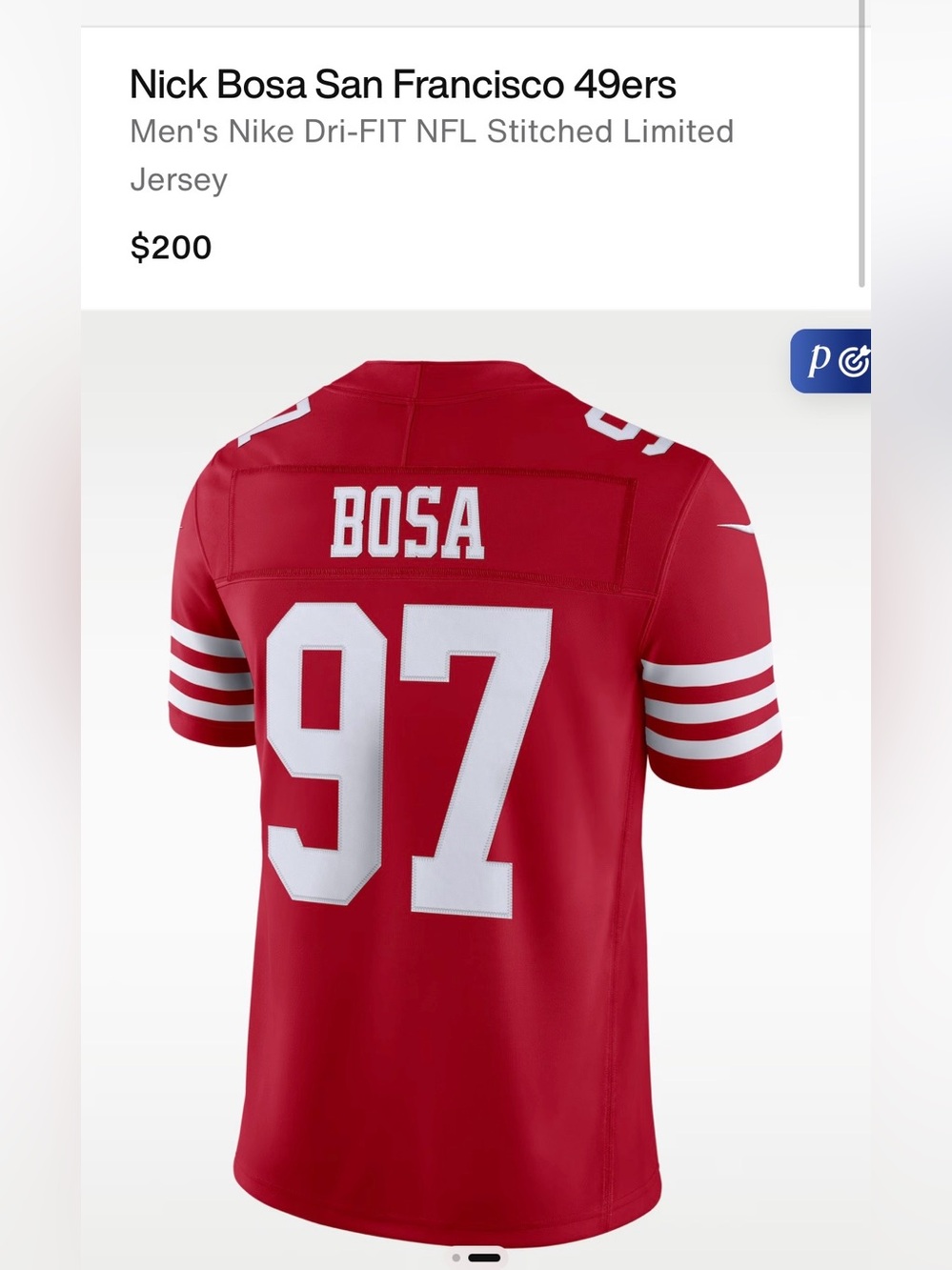 Nike Nick Bosa San Francisco 49ers 75th Anniversary Red Home Vapor Jersey XL - Picture 11 of 11